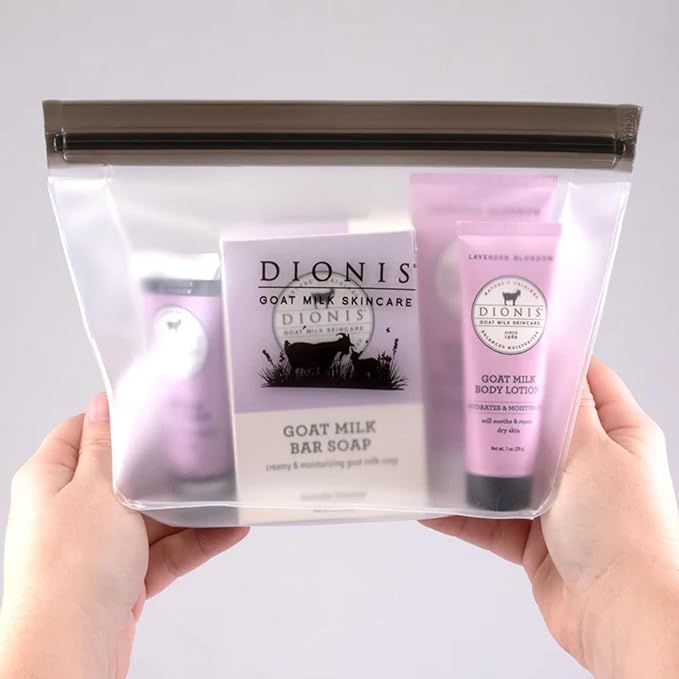 Dionis Goat Milk Lavender Blossom 6 Pc Self-Care Travel Set + 8oz Whipped Body Scrub – Hydrating Exfoliation & Moisture Kit for Smooth, Soft Skin – Cruelty-Free, Paraben-Free, Made in the USA