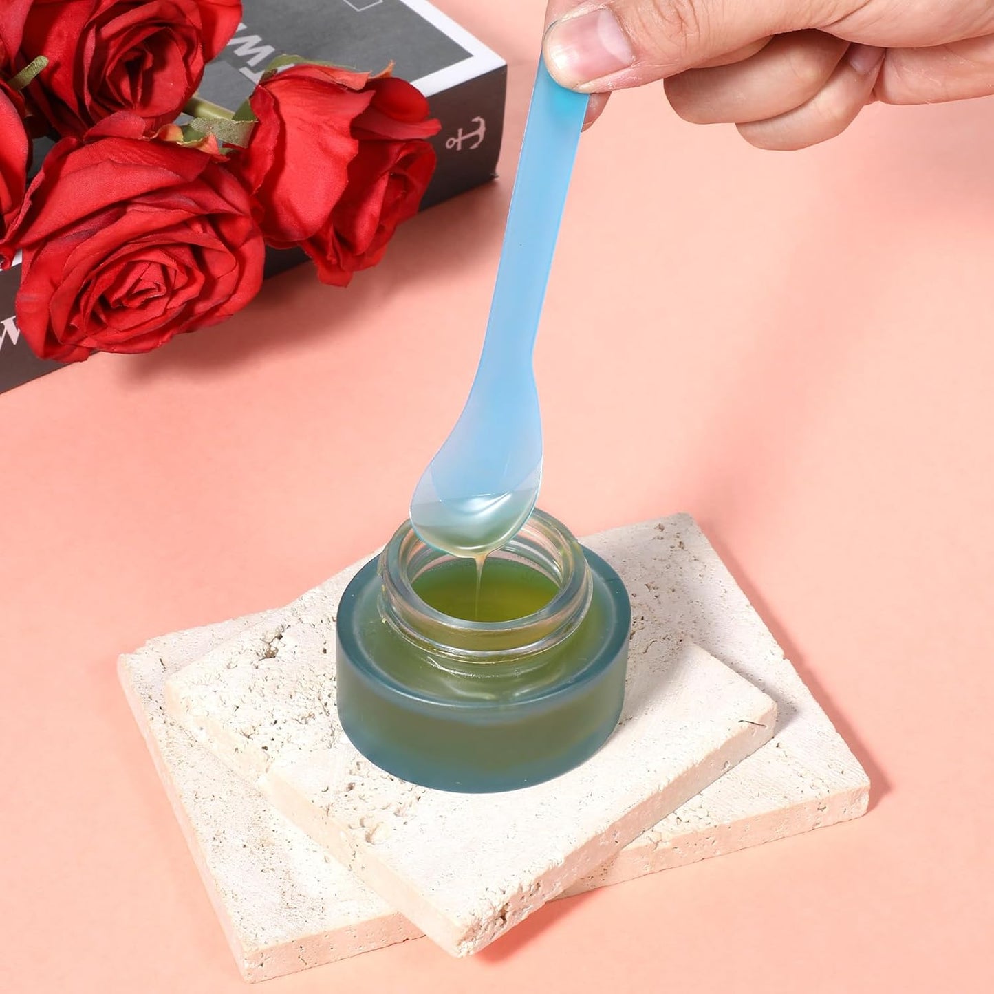 6Pcs 5inch Makeup Scoops 5 Color Plastic Beauty Spoon Facial Cream Brush Cosmetic Spatula Mask Mixing Spoon Reusable Facial Skin Care Tools for Lotions Moisturizers DIY Cream Mixing and Sampling