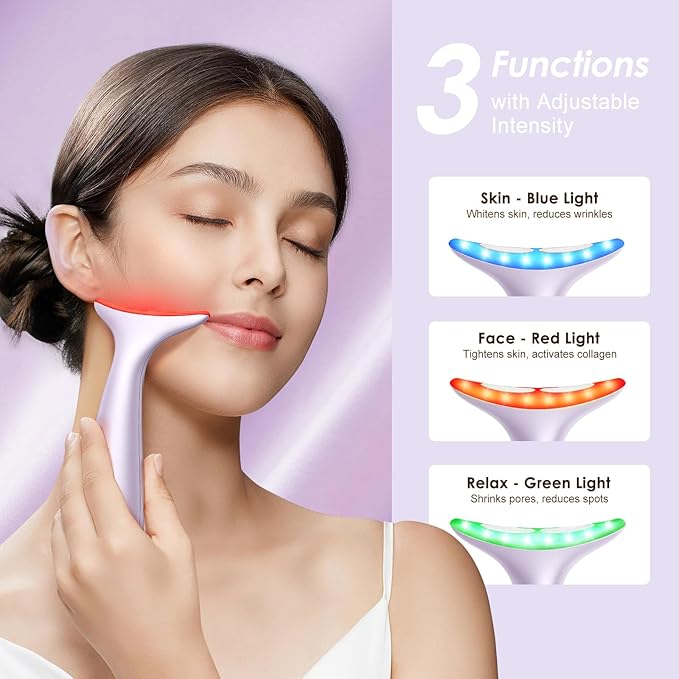 Facial and Neck Massager for Face, Neck - Skin Lifting & Firming - Wrinkle & Dark Circle Reducer - at Home Skin Care Face Sculpting Tool and Neck Massager-Pastel Purple