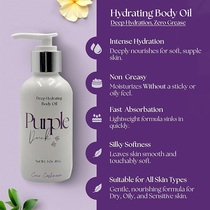 Hydrating Body Oil for Women | Lightweight All-Natural Moisturizing Oil | Fast-Absorbing Moisturizer | Scented Body Oil for Women - Coco Cashmere 3 Oz