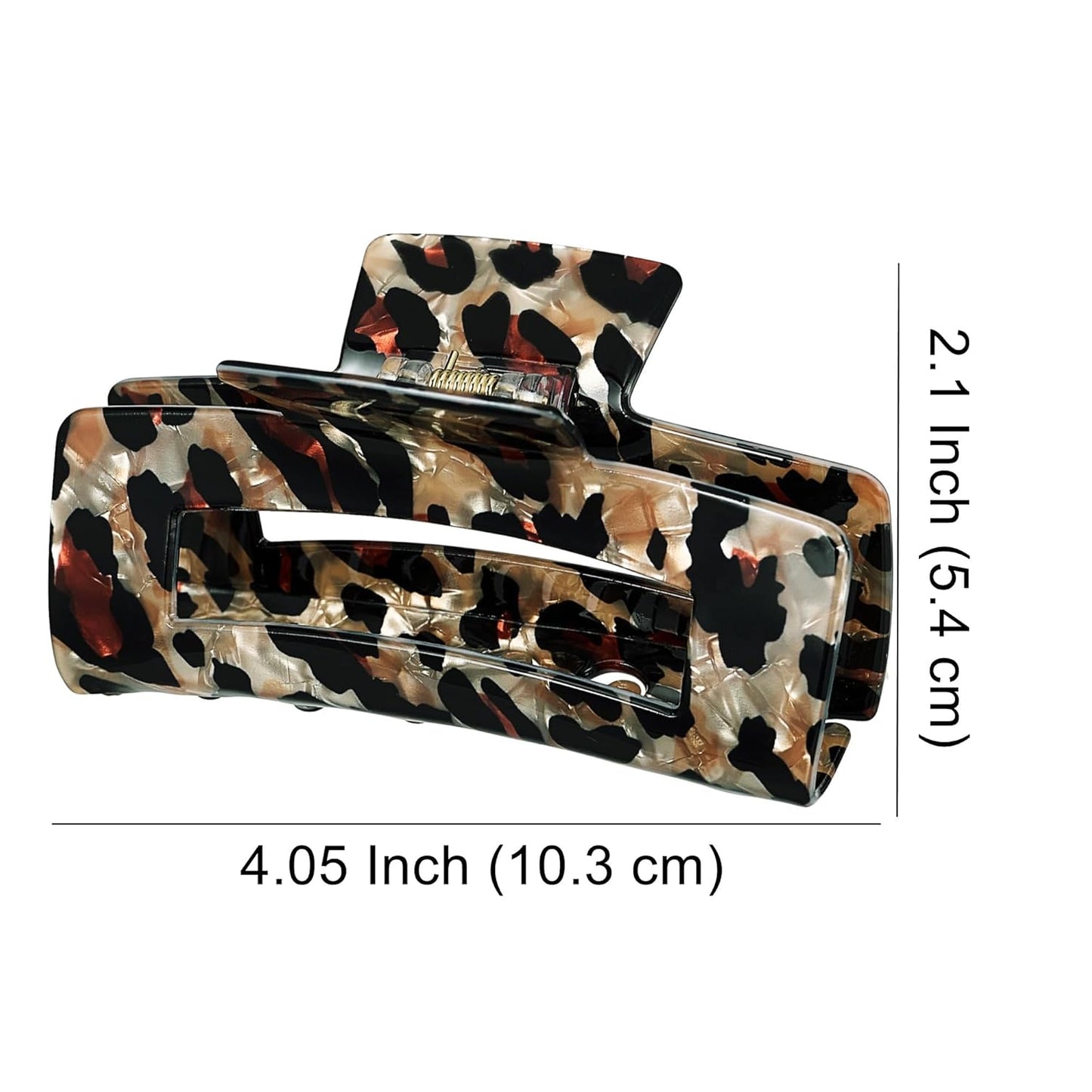 4 Inch Tortoise Hair Claw Clips, Large Acrylic Banana Barrettes Jaw Clips, Fashion Strong Hold Leopard Print Stylish Hair Accessories for Women Thin Thick Hair (2pcs)