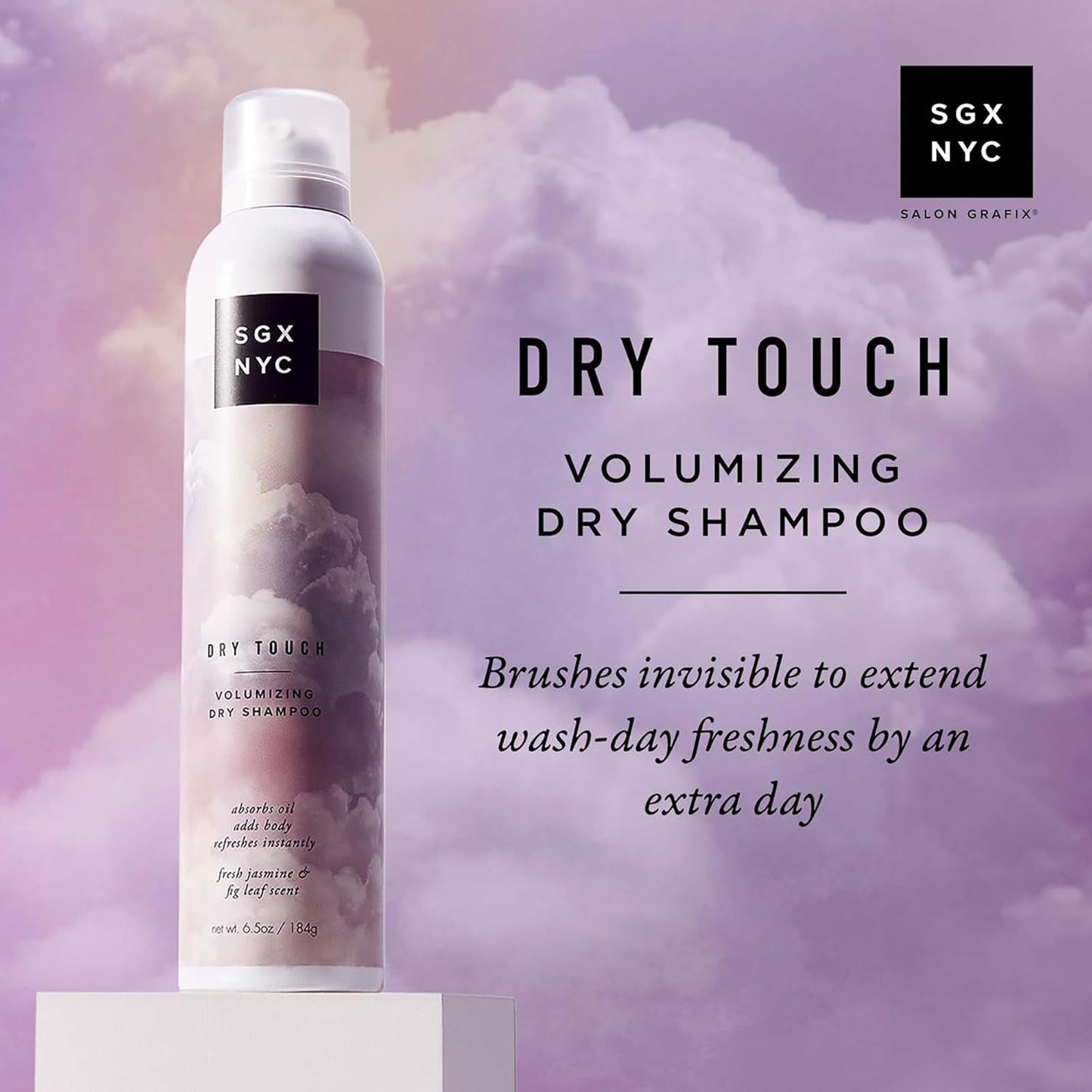 SGX NYC Dry Touch Volumizing Dry Shampoo - Paraben Free, Vegan Dry Shampoo Spray Absorbs Excess Oil - Fresh and Bouncy Hair with No Residue - 4 pc