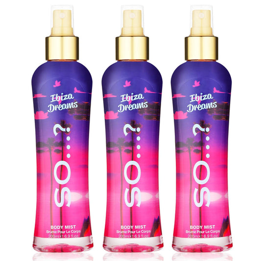 So...? Ibiza Dreams Body Mist for Women - 6.9 oz Body Mist - Pack of 3