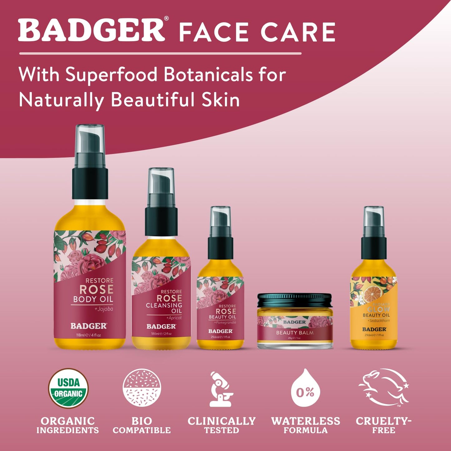 Badger Rose Beauty Balm, Intensive Moisturizer, 28 g/1oz