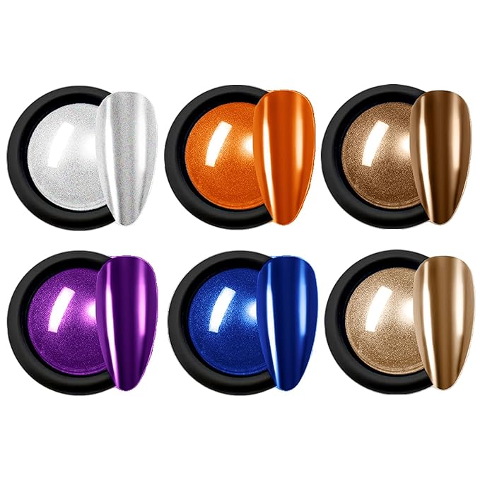 6Pcs Nail Cuticle Oils Nutrition Oil Pen & 6colour Chrome Nail Powder