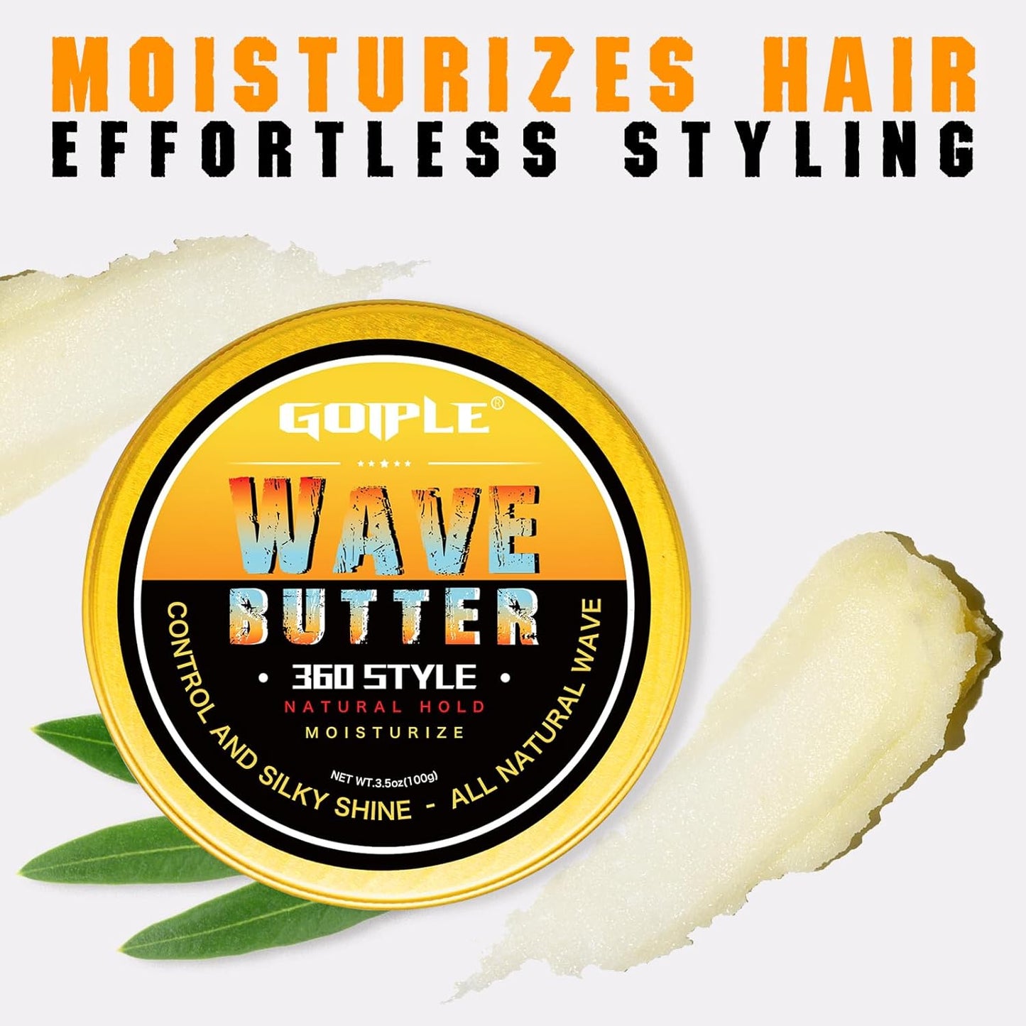 Wave Butter 360 Wave Grease for Men, Wave Pomade for Layered Waves, Moisture, Control and Silky Shine -All Natural Wave Cream, Natural Wave Butter Cream with Shea Butter and Beeswax for Wolfing Kit
