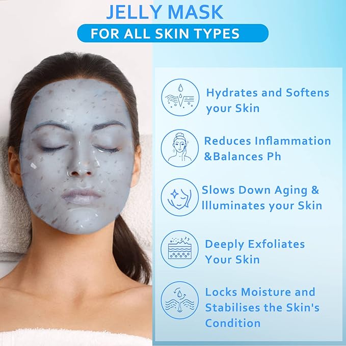 Jelly Mask Powder for Facials,Hyalorunic Acid Moisturizing Jelly Face Mask,Turmeric Jelly Face Mask,Face Masks with Double-ended Silicone Brush, 23 Fl Oz