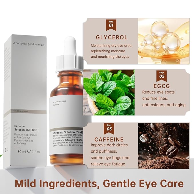 The Caffeine Solution 5% + EGCG，Reduces Appearance of Eye Contour Pigmentation and Puffiness，Under Eye Serum (30ml) Caffeine For Face Moisturizing Serum (1)