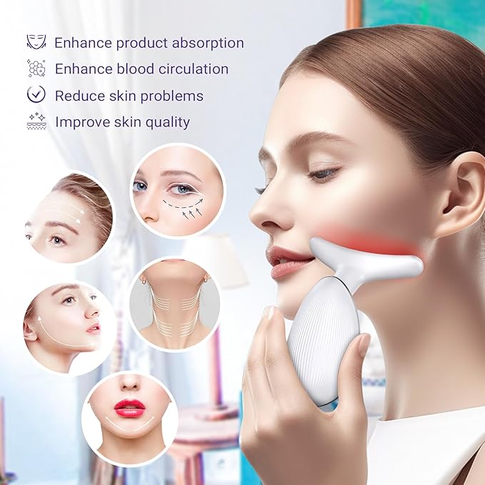 Neck Face Massager, Face Sculpting Tool, 3 Modes and Vibration for Facial Massager for Double - Chin Wrinkle,Daily Home Use