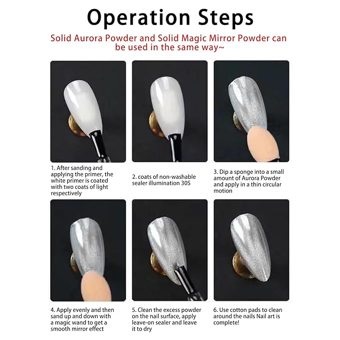 6Pcs Nail Cuticle Oils Nutrition Oil Pen and Chrome Nail Powder for Beautiful Mirror Effect Chrome Powder