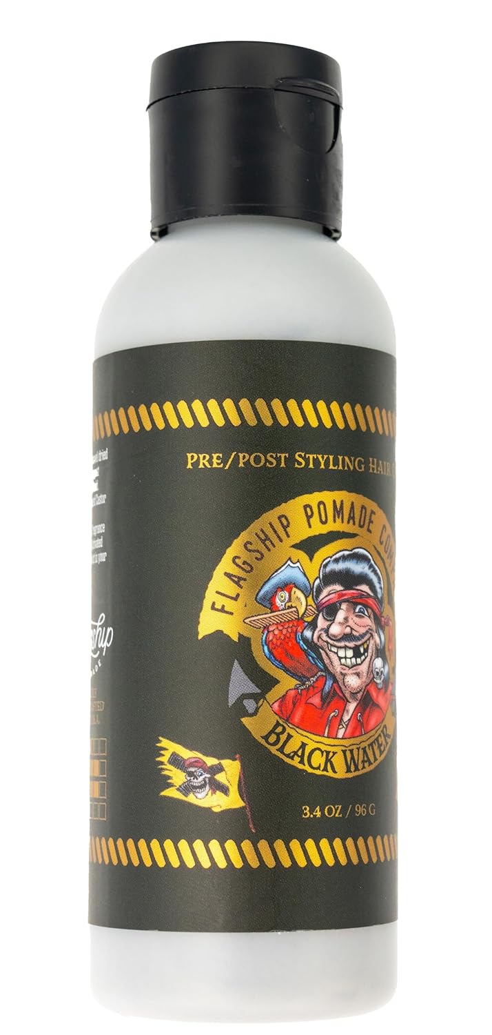 FLAGSHIP Black Water Hair Pomade for Men – Pre-Styler & Styling Cream - Medium Hold, Low Shine, Matte Finish - Texturizing Liquid Pomade (3.4 oz)
