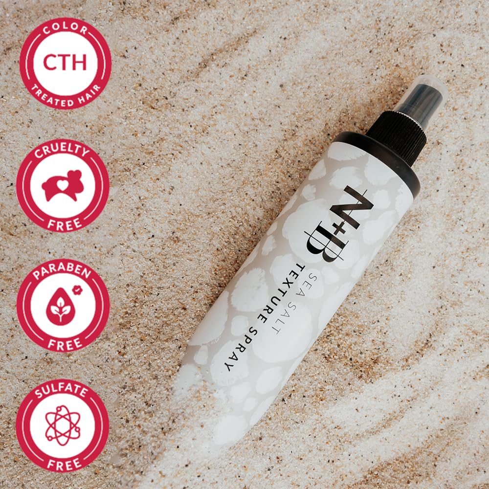 N+B Sea Salt Spray for Hair | Hair Spray for Added Texture and Volume w/ No Sticky Residue | Good for All Types of Hair | w/ Biotin & Castor Oil for Hair Care | Vegan & Cruelty-Free | 10 oz