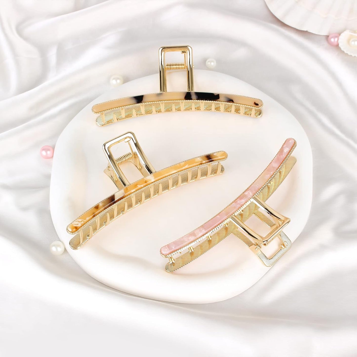 FAELBATY Big Butterfly Hair Claw Clips for Women - 4.7" Acetate and Metal Hair Accessories for Long, Thick Hair (3 Pcs)