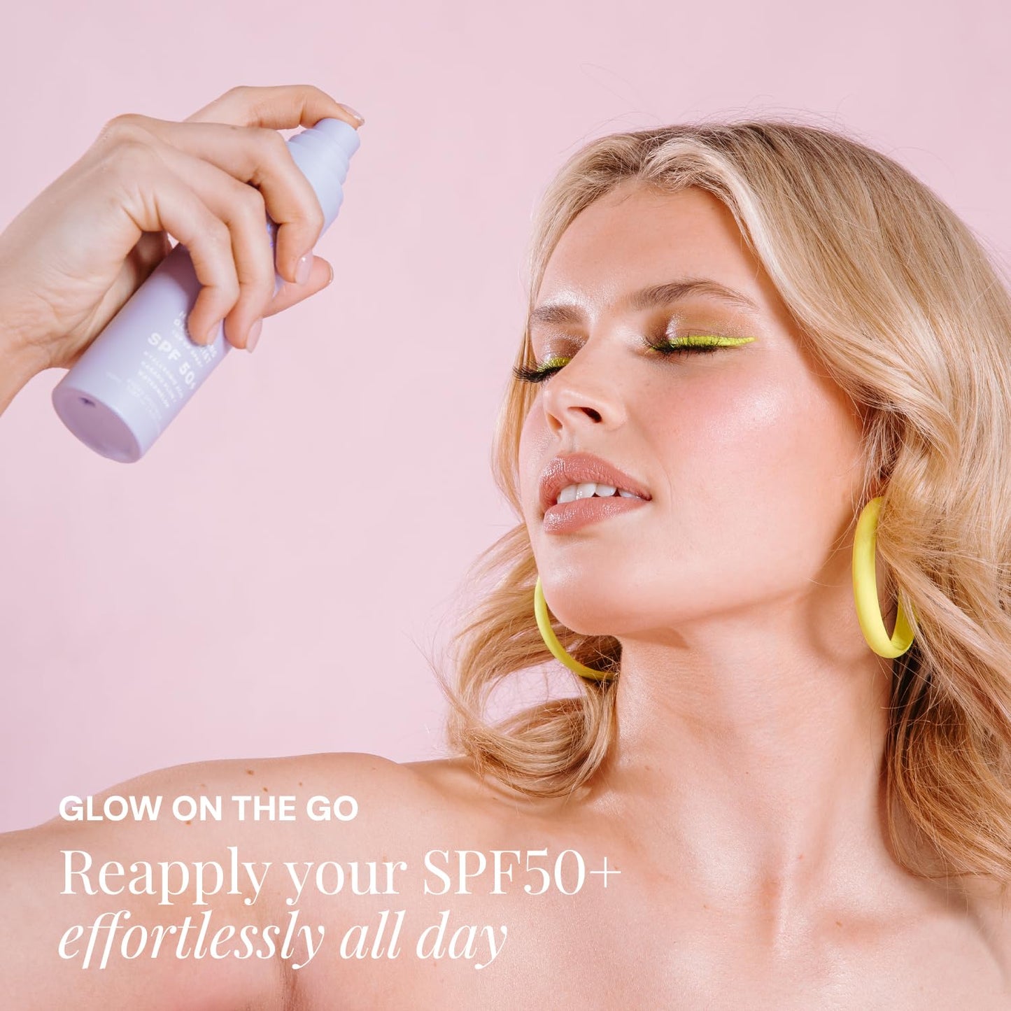 Naked Sundays SPF 50 Hydrating Glow Face Mist, Daily Facial Setting Spray & Sunscreen for Healthy Skin, Lightweight & Non-Greasy, with Hyaluronic Acid for All Skin Types, Makeup-Friendly(75ml)