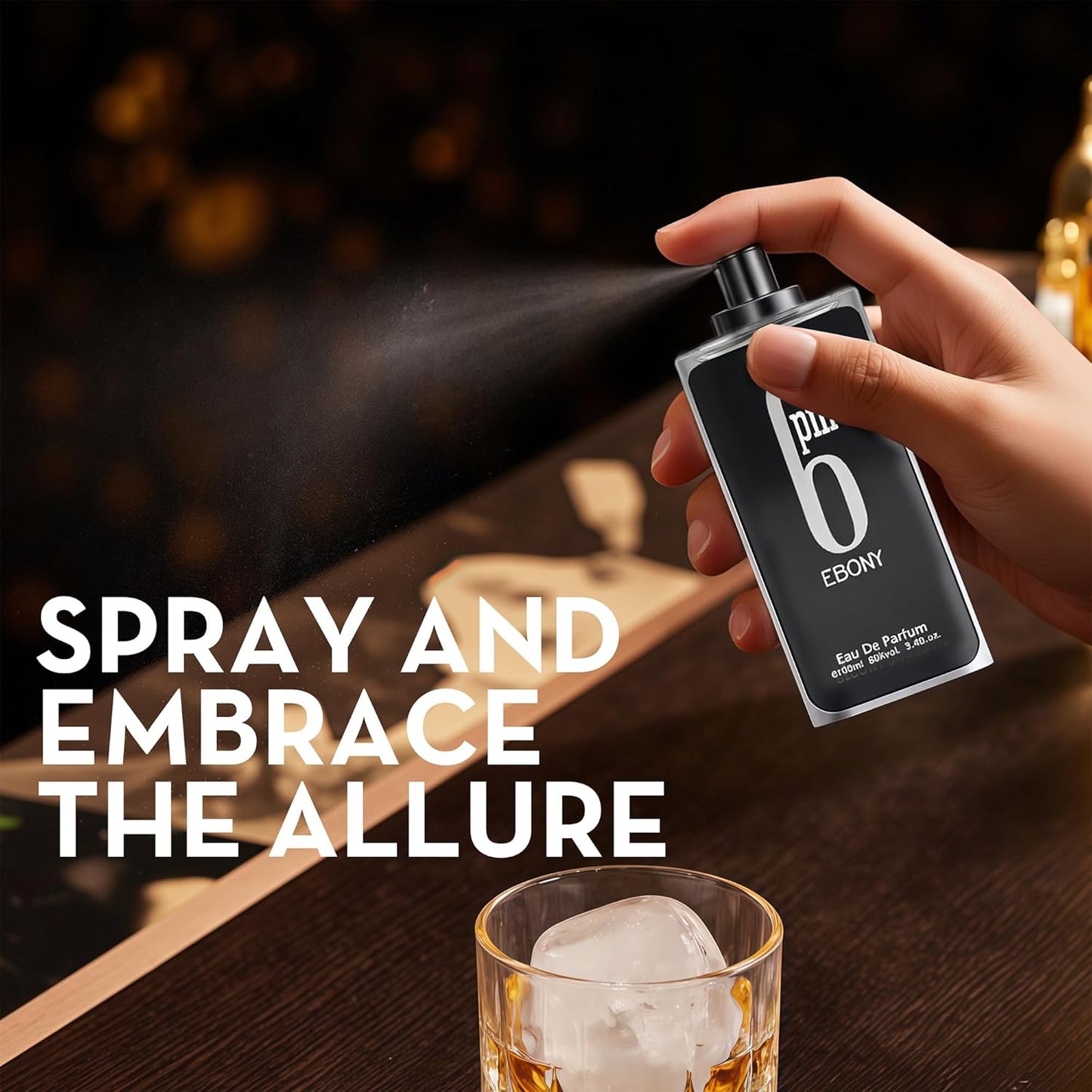 Cologne for Men 6PM Ebony 3.4 Fl Oz Eau de Toilette Spray Noted with Bergamot,Lavandin,Orange Blossom,Amber&Vanilla Fragrance Alcohol-Free Luxury Men's Perfume for Daily Use