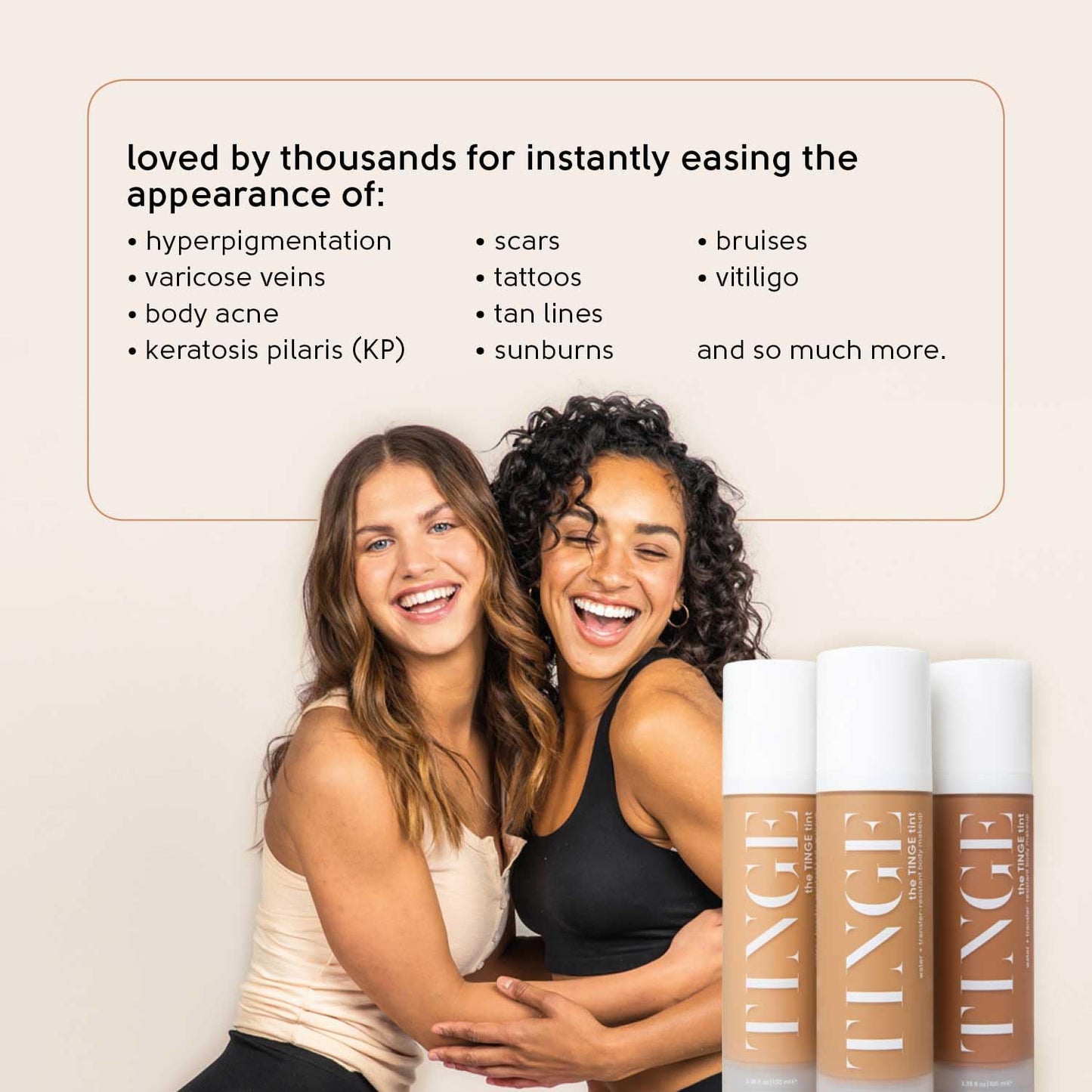 Tinge Tint Body Makeup, Lasts Up to 48 Hours, Medium Coverage Cream With Amino Acids, Hyaluronic Acid & Lysine, Semi Matte Finish, Water & Transfer Resistant, 3.38 Fl Oz - Fair Cool