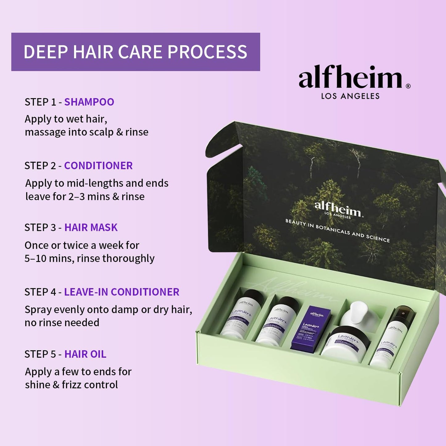 Alfheim Lavender+ Purple Hair Care Gift Set | Purple Shampoo & Conditioner for Blonde, Silver & Highlighted Hair | Neutralizes Brass, Hydrates & Shines | Sulfate-Free, Color-Safe | Holiday Gift Set