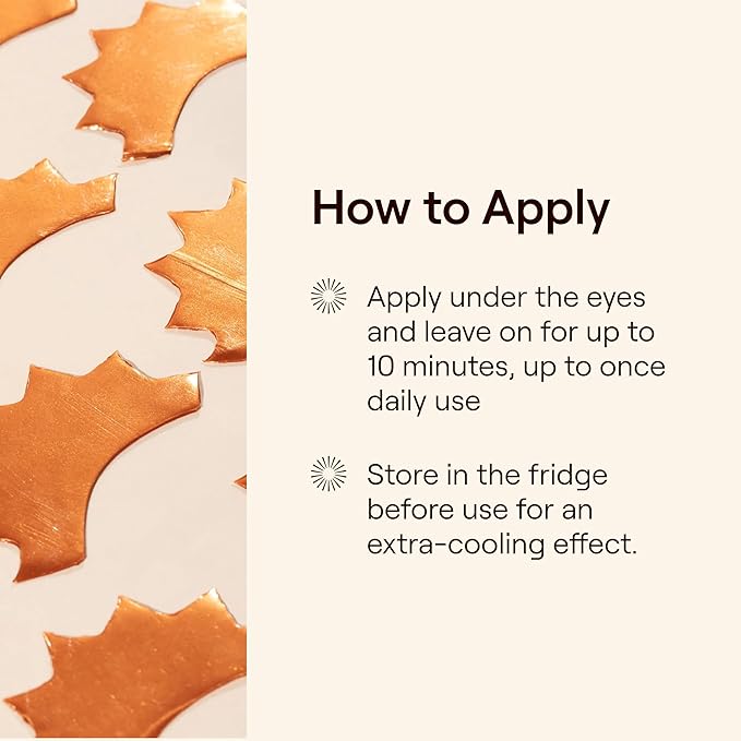 Live Tinted Rays Copper Peptide Eye Masks - Cooling, Brightening, & Nourishing Under Eye Patches, Reduces Fine Lines, & Hydrates with Copper Peptides, Banana Extract, & Bakuchiol - 5 Pairs