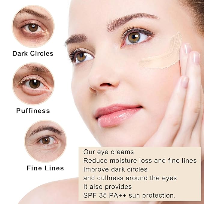 Mineral Eye Cream for Sunscreen, 3-in-1 Anti-Aging Eye Cream,Filter Phone Blue Light for Dark Circle and Fine Lines,15ML(#01 Light)