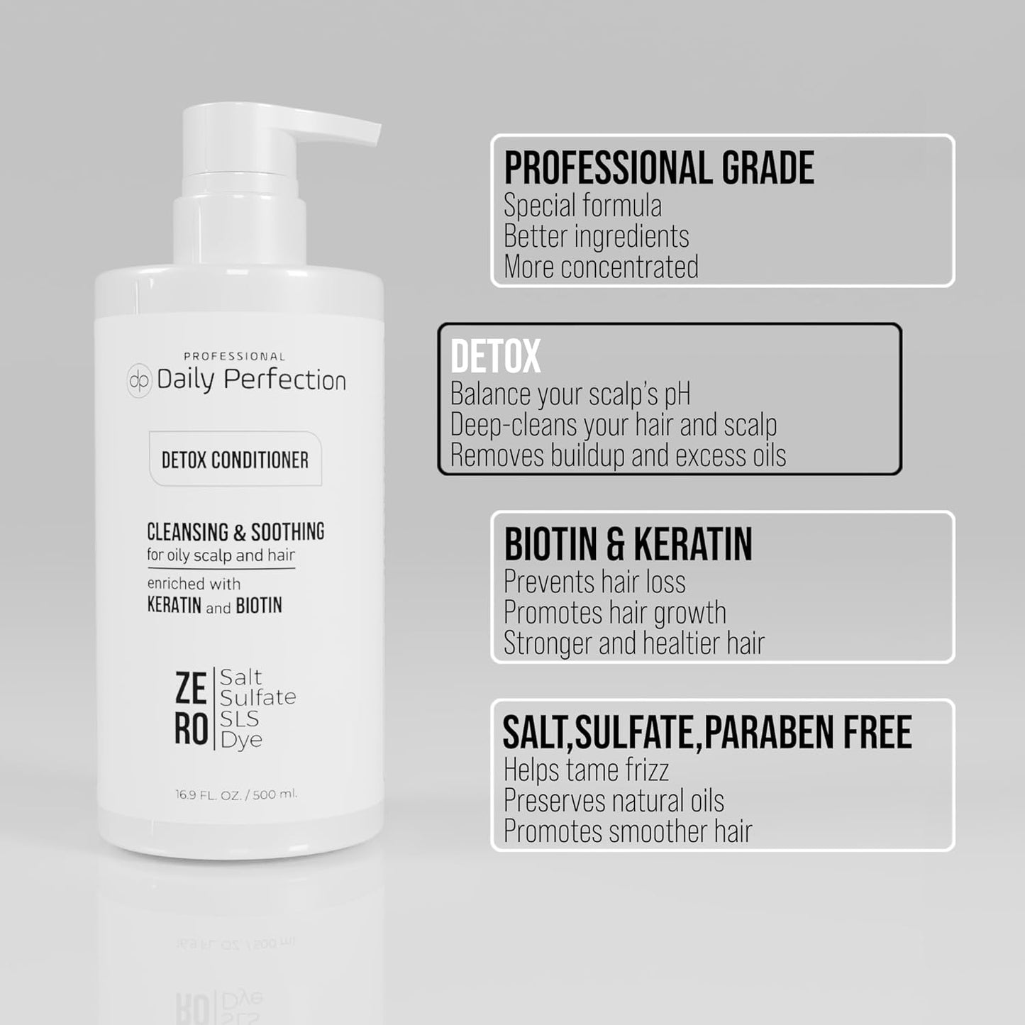 (dp) Detox Conditioner – Hydrate, Clarify & Remove Buildup, Oil & Impurities – Clean + Salon-Grade Formula with Biotin & Keratin