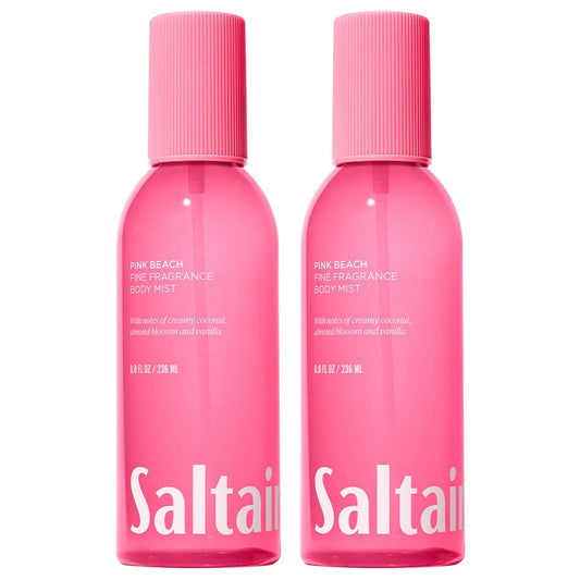 Saltair Body Mist 2 Pack - Fine Fragrance, Lightweight Body Spray Mist with Pink Beach Scent. Long Lasting Perfume Mist. 2x 8oz Bottles
