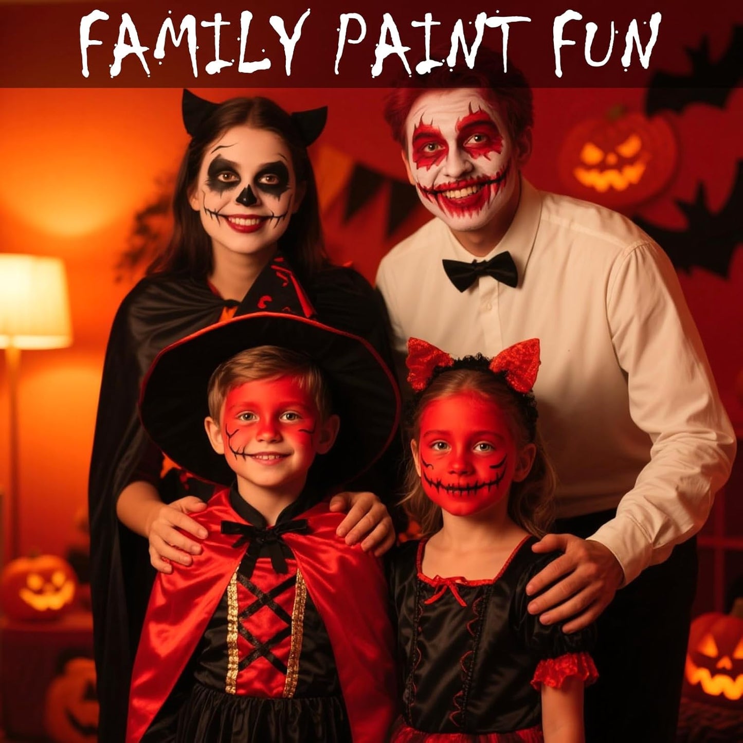 Face Body Paint Kit for Kids & Adults, Non-Toxic Water-Based Professional Face Painting Palette with Brushes for Halloween Clown Goth Vampire SFX Makeup, Art Stage Cosplay Parties, Red