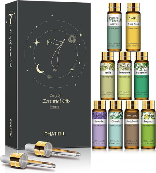 9PCS Premium Quality Essential Oils Set for Soap Making Diffusers, 10ml/0.33fl. oz Fragrance Oils, Long Lasting Scents, Ideal Gift Set for Friends and Families