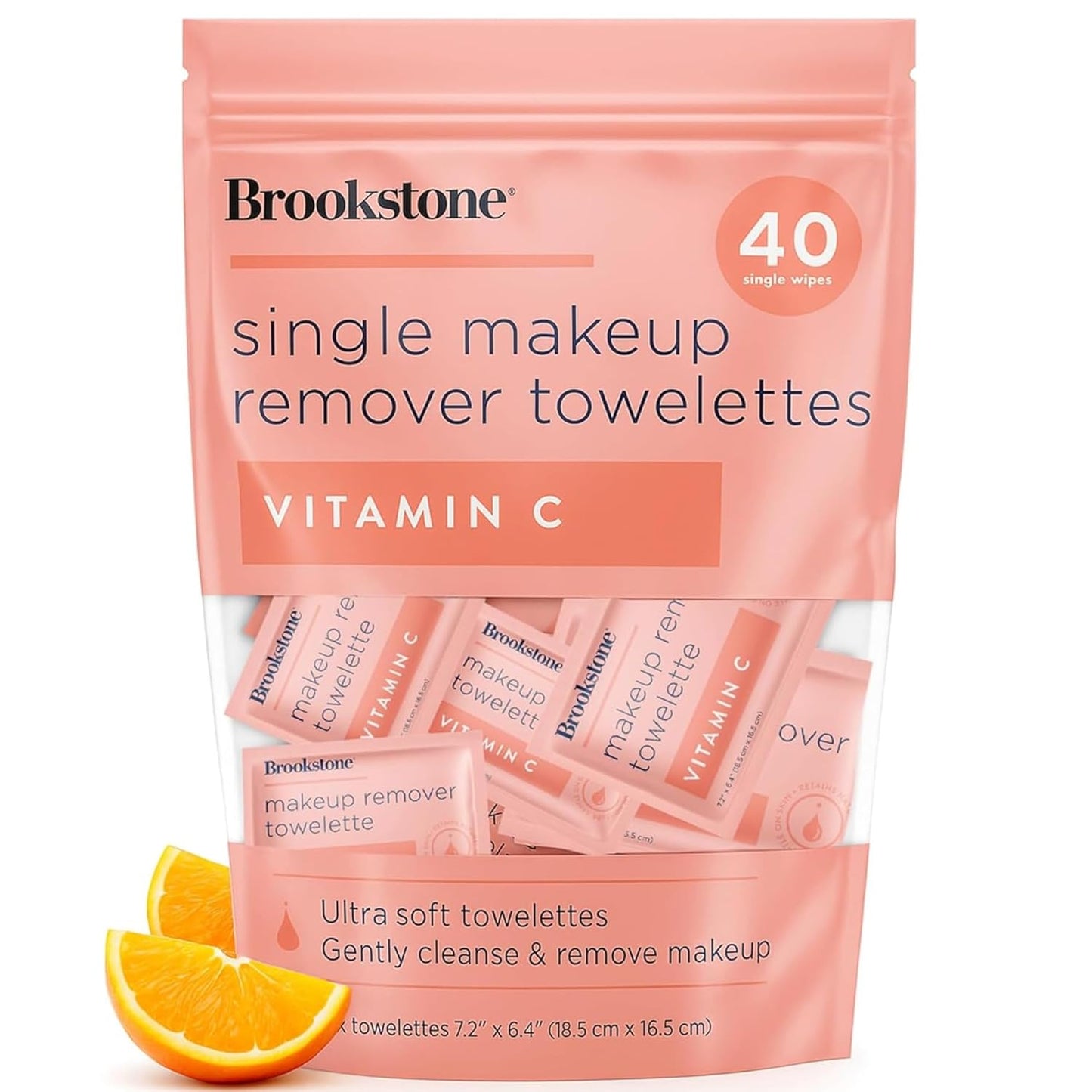 Brookstone Individual Makeup Remover Wipes - Ultra Soft, Makeup Remover Wipe Individually Wrapped, Gently Cleanse & Remove Makeup, 40 Count Makeup Wipes Individually Wrapped