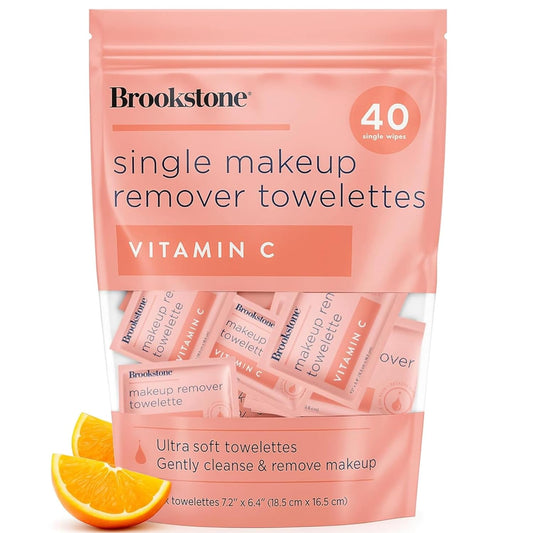 Brookstone Individual Makeup Remover Wipes - Ultra Soft, Makeup Remover Wipe Individually Wrapped, Gently Cleanse & Remove Makeup, 40 Count Makeup Wipes Individually Wrapped
