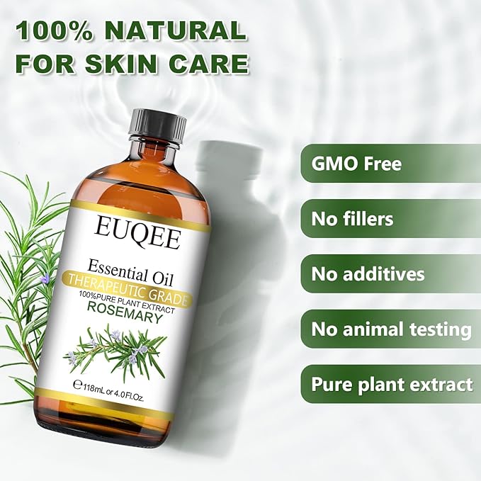 Rosemary Essential Oil 118ml Pure Rosemary Oil with Glass Dropper for Aromatherapy, Diffuser, Soap & Candle Making - 4Fl.Oz