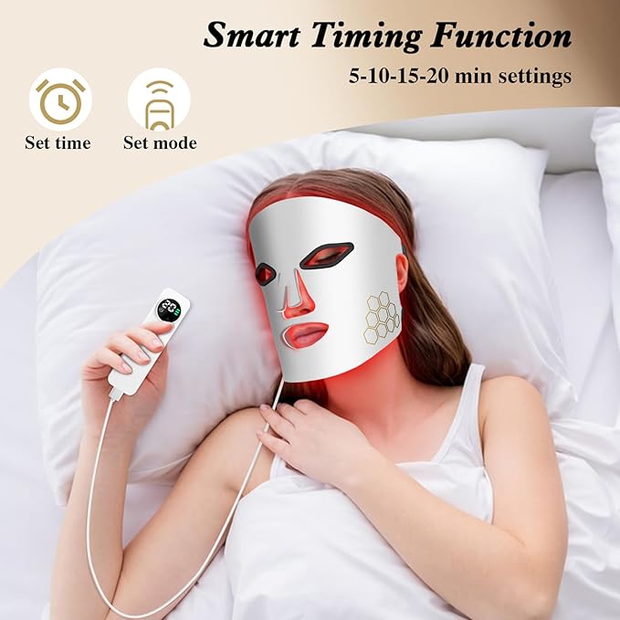 Red Light Therapy for Face, Infrared LED Face Mask Light Therapy 4 Light Waves with 850nm Near Infrared, Portable Rechargeable Red Light Therapy Mask Skincare Device for Facial Rejuvenation