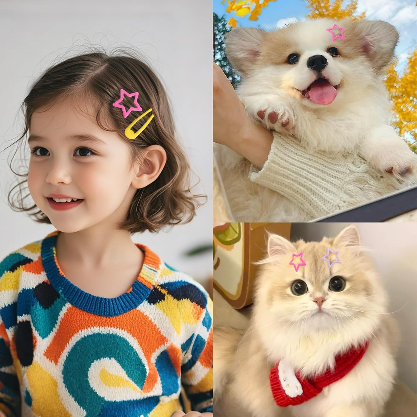 50pcs Star Hair Barrettes - Cute Metal Snap Hair Clips for Women, Non-Slip, Colorful