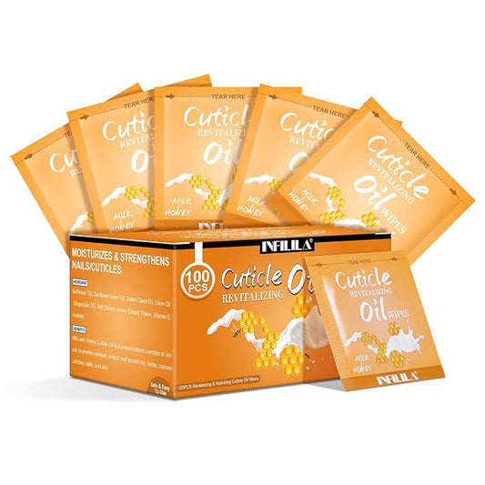 NXJ INFILILA Cuticle Oil Bulk 3.3 Fl Oz, 100Pcs Mini Cuticle Oil for Nails, Hydrating Cuticles Care Product Ttravel Size Nail Honey, Cuticles Repair and Nails Care (Milk & Honey)