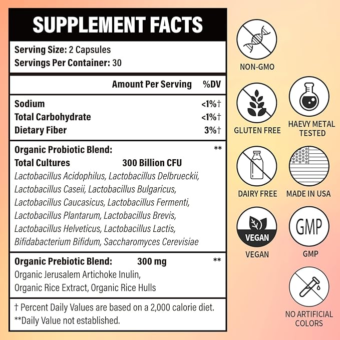 300 Billion CFU Probiotics 12 Probiotic 60 Capsules