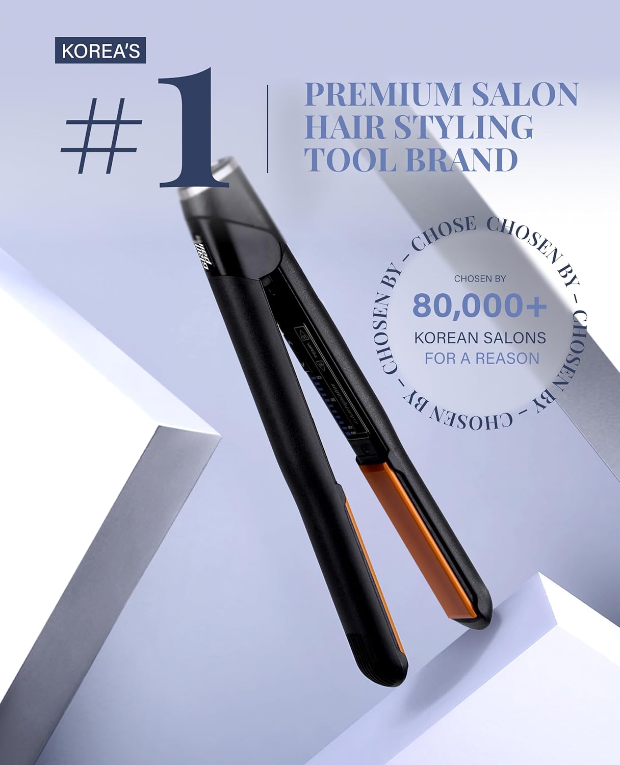 GLAMPALM Hair Straightener 1" Ceramic Flat Iron Infused with Vita C, Korea's No.1 Professional Salon Tool with 3D Swivel Cord & Dual Voltage,11 Heat Settings(220°–450°), 25s Fast Heat-Up (GP201)