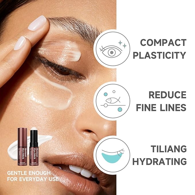 AKARY Retinol Eye Cream for Dark Circles and Puffiness, Skincare Under Eye Cream Eye Stick Reduce Wrinkles and Fine Lines, Skin Tightening Cream Moisturizing Treatment Cream Smooth and Hydrate Eye Area, Suitable for Sensitive Skin, 0.24oz