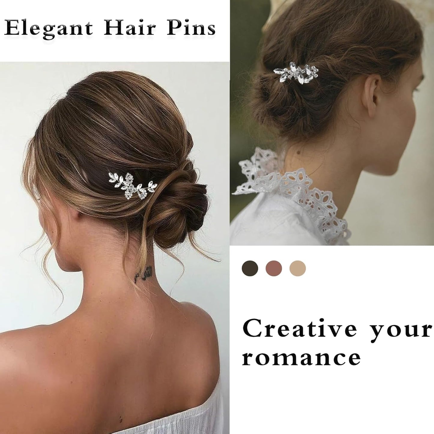 5 PCS Rhinestone Hair Clips Elegant Wedding Hair Pins Crystal Barrette Leaf Flower Bobby Pins Sparkly Fancy Hair Accessories for Women Brides Bridesmaids