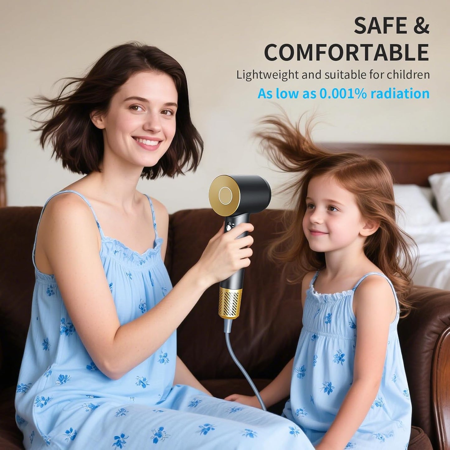 Infrared Ionic Hair Dryer with Magnetic Nozzle - 1600W Voltage Blow Dryer for Women, Fast Drying, Frizz Control, Lightweight & Low Noise, Red Light & Negative Ions, for All Hair Types