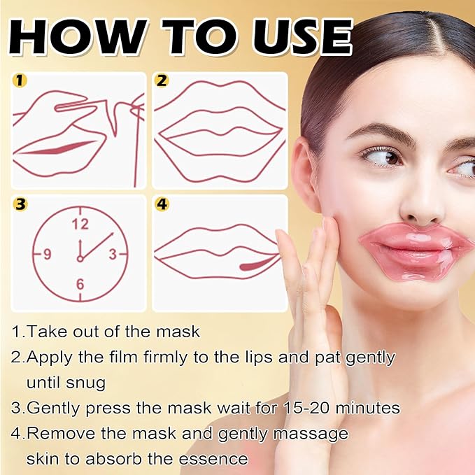 30 PCS Lip Mask Under Eye Mask 24K Gold Eye Mask,Moisturizing Nourishing Lip Mask for Dry Lips,Eye Patches for Puffy Eyes Dark Circles