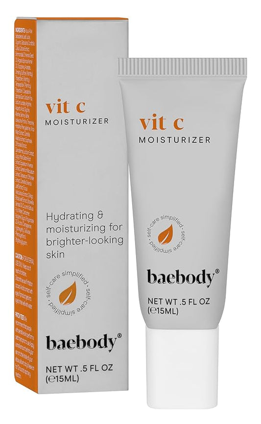 Baebody Made in USA Vitamin C Face Moisturizer - Travel Size Brightening Vitamin C Cream Moisturizer with Jojoba Oil - Anti Aging and Hydrating (0.5 fl oz/15 ml)