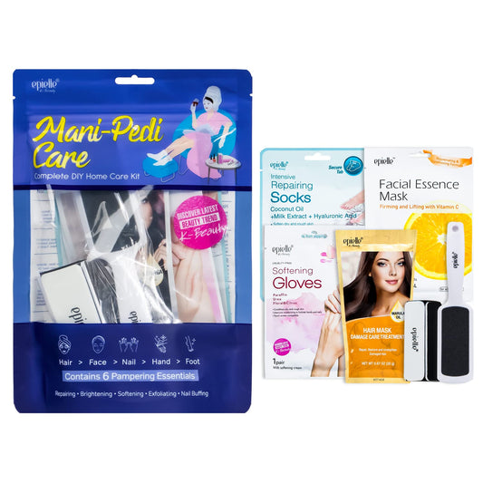 Epielle Mani-Pedi Care Kit, 6 Pampering Spa Essentials, Nail Buffing, Exfoliating, Repairing & Softening, Hand and Foot Care, At-Home Spa Kit, Self Care Gifts for Women, Korean Skin Care Set