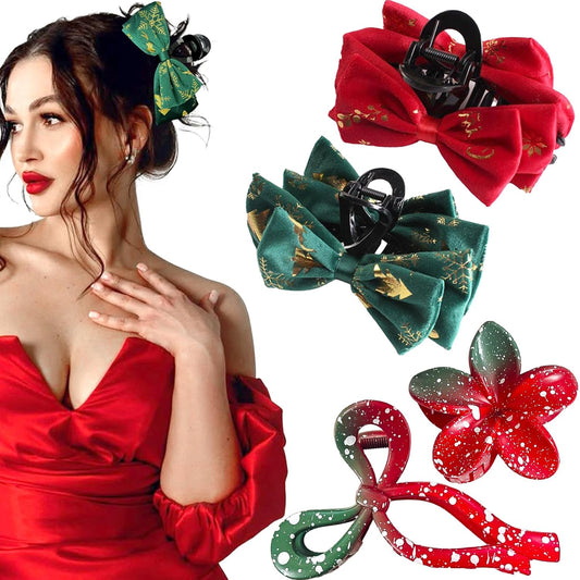 Flower Hair Claw Clips-4PCS Large Claw Clips for Thick/Thin Hair Claws,Strong Hold Nonslip Cute Hair Clips for Women Girls,Hawaiian Hair Accessories Holiday Gifts