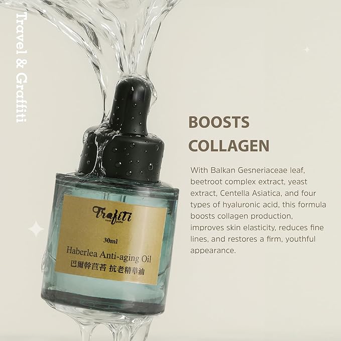 Haberlea Oil – Natural Anti-Aging Moisturizer for Dry Skin, Fine Lines & Wrinkles, Lightweight Face Oil for Hair & Body – All Skin Types – Made in Taiwan – 25ml / 0.85 fl oz