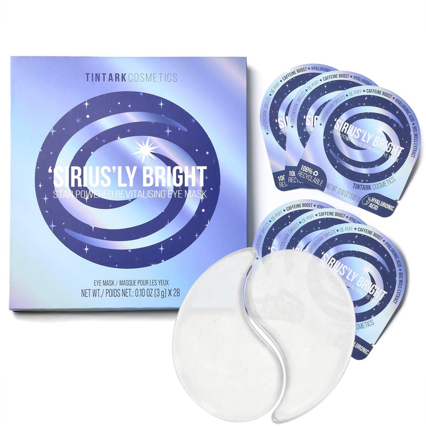 SIRIUS'LY BRIGHT Under Eye Patches – Rejuvenating Eye Mask with Caffeine & Hyaluronic Acid to Reduce Dark Circles, Puffiness & Under-Eye Bags – Perfect Self-Care Gift for Women & Men (28 Pairs)