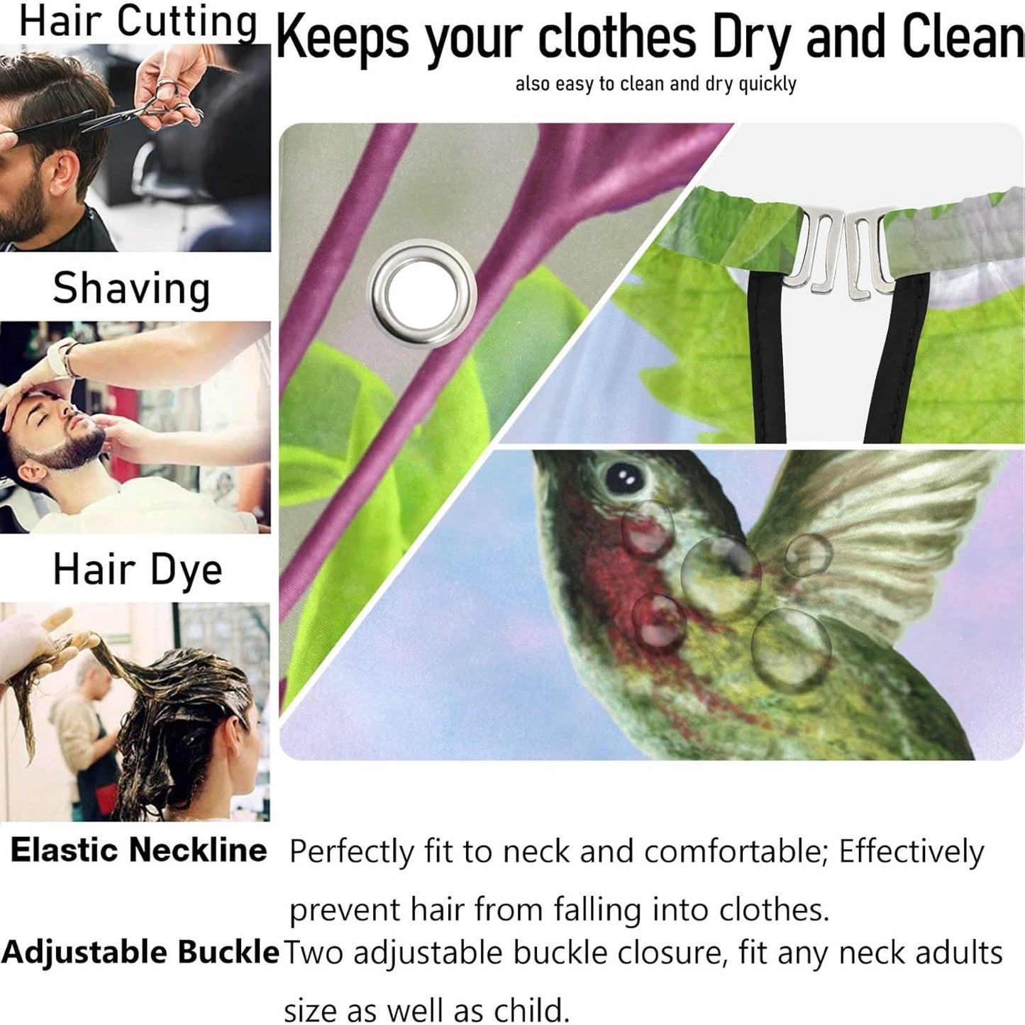 visesunny Barber Cape Spring Flower Bird Polyester Hair Cutting Salon Cape Apron Anti-Static Haircut Water-Resistant Shaving Cloth Beard Shaving Bib Hairdressing Cape