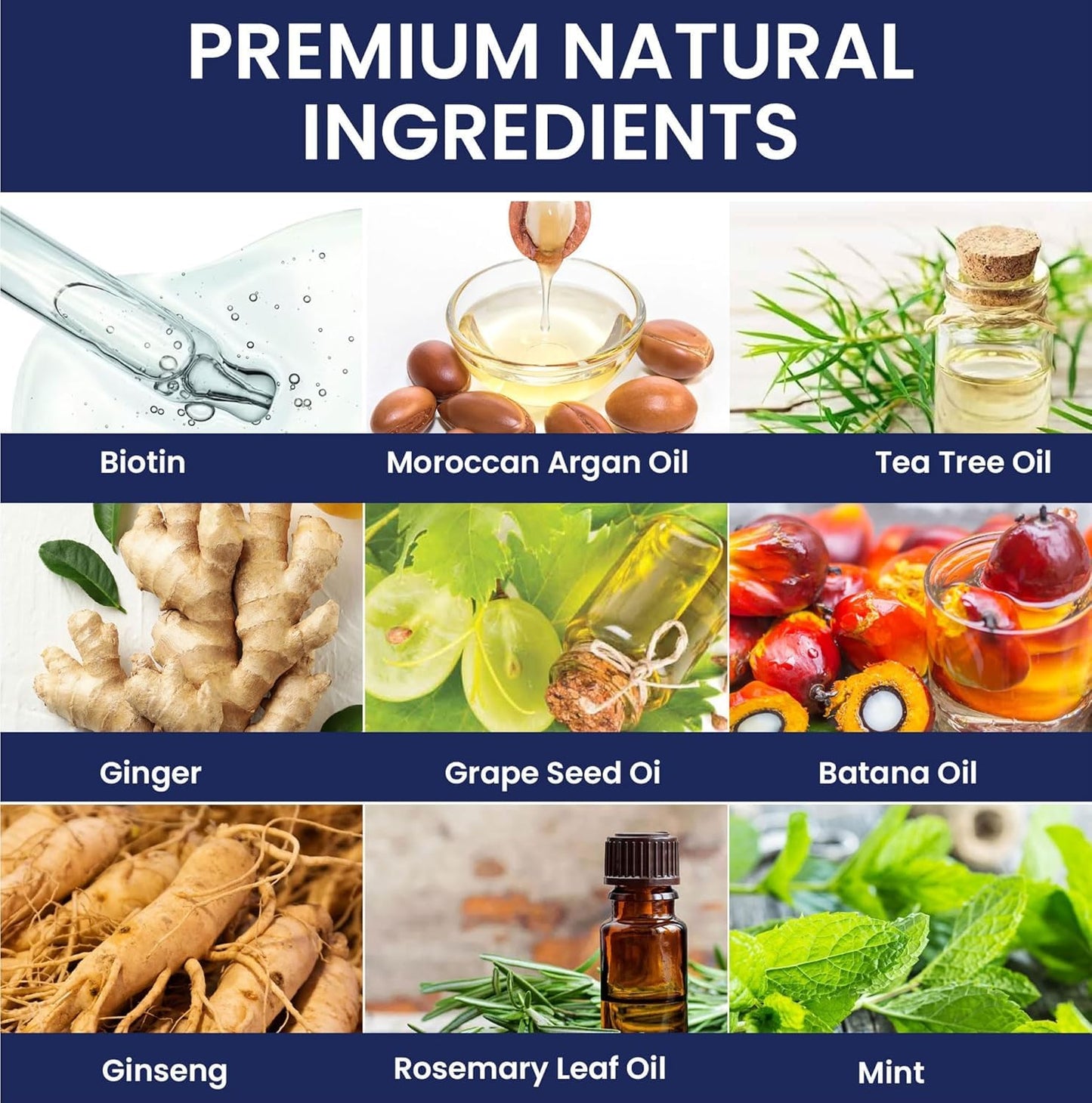 Biotion Hair Growth Shampoo for Men: Natural Thickening Shampoo with Tea Tree Oil Ginseng Mint for Hair Loss and Thinning Hair - 10.1 fl.oz, Dark Blue