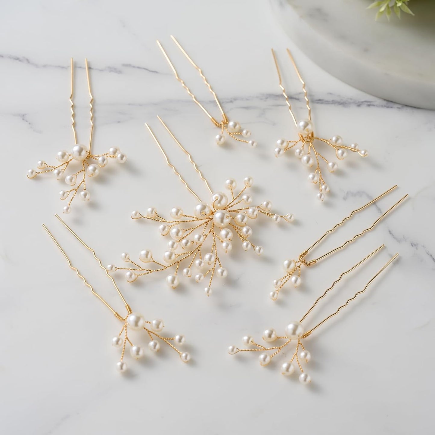 SWEETV 7 Pieces Bride Hair Accessories Pearl Wedding Hair Pins Leaf Bridal Hair Piece Vintage Hair Headpiece Leaf Hair Clips Jewelry for Women Bridesmaids Brides Flower Girls