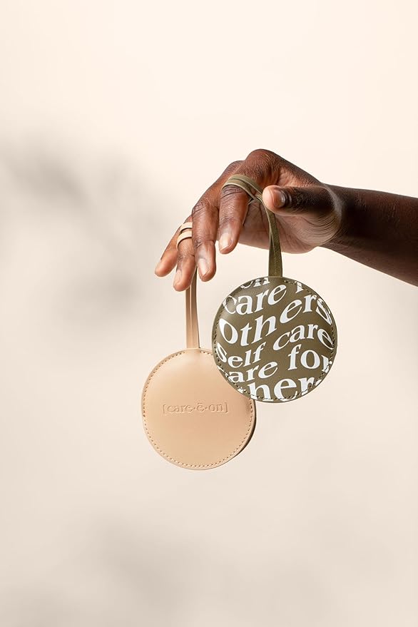 Careeon En Route Essentials Skin Care Kit with Luggage Tag 100% Vegan Leather Minimalistic Loop Design with Clear Window (tan) - Amazon Exclusive