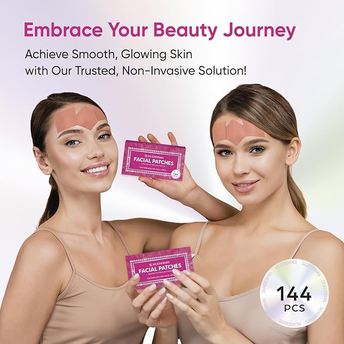 Anti Forehead Wrinkle Patches: Anti Wrinkle Facial Patches overnight- Forehead Wrinkles Treatment 144 pcs (Red(144 pcs))