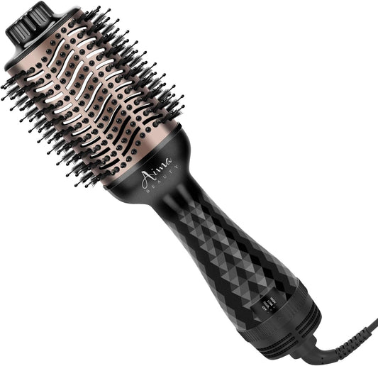 Aima Beauty One-Step Volumizer Hair Dryer Brush, 4-in-1 Upgrade Hot Air Brush for Less Frizz, More Shine, Oval Brush for Blowout, Black Red